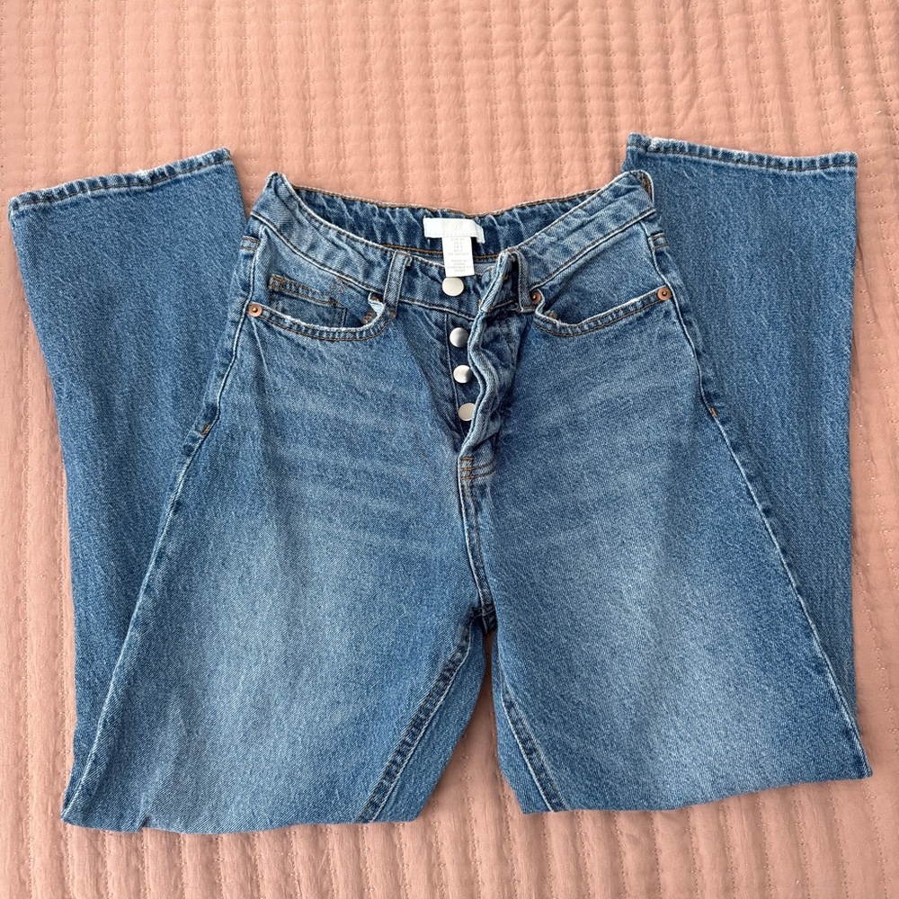 H&M Destroyed Straight Leg Jeans